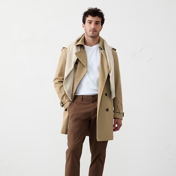 Practically New Banana Republic Men's Brown Trench Coat Khaki - Picture 3 of 7